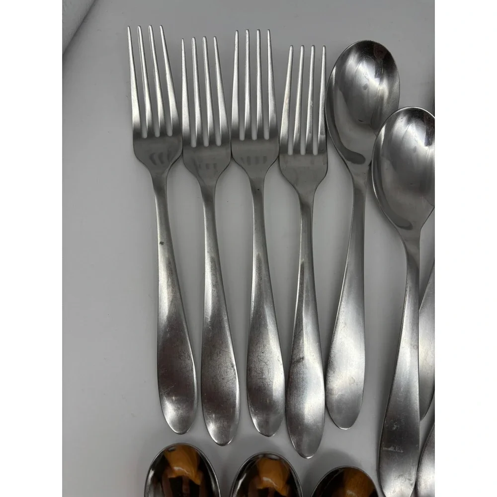 Cambridge Apex Flatware 30pc Silver Stainless Steel Modern Satin Brushed